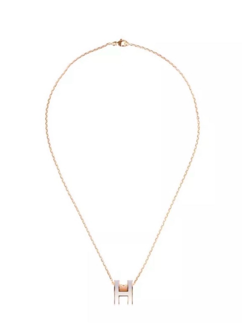 Hermes Rose Gold H Pendant Necklace - Women Jewelry